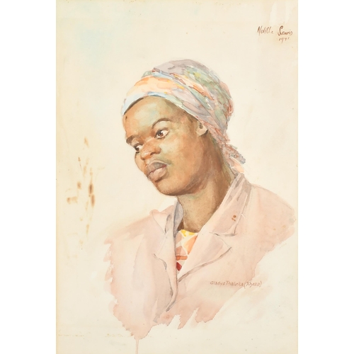 221 - Alfred Neville Lewis (1895-1972) South African. A Portrait of Gladys Thaleka (Xhosa), Watercolour, S... 