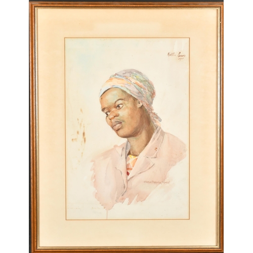 221 - Alfred Neville Lewis (1895-1972) South African. A Portrait of Gladys Thaleka (Xhosa), Watercolour, S... 