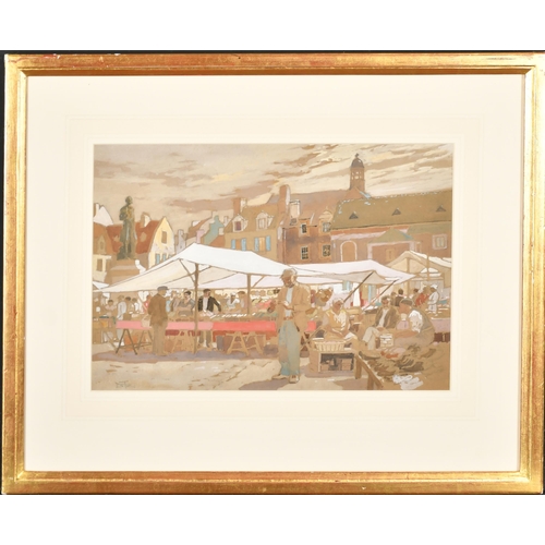 224 - David Thomas Rose (1871-1964) British. A Continental Market Scene, Watercolour, Signed with initials... 