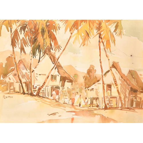 238 - Yong Mun Sen (1896-1962) Malaysian. A Village Scene, Watercolour, Signed with motif and dated 1940, ... 