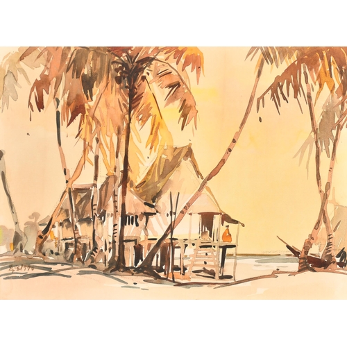 238 - Yong Mun Sen (1896-1962) Malaysian. A Village Scene, Watercolour, Signed with motif and dated 1940, ... 