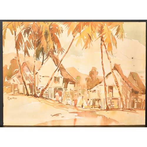 238 - Yong Mun Sen (1896-1962) Malaysian. A Village Scene, Watercolour, Signed with motif and dated 1940, ... 