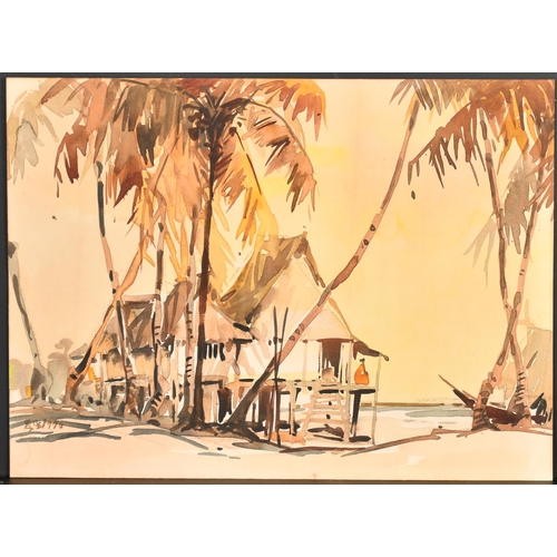 238 - Yong Mun Sen (1896-1962) Malaysian. A Village Scene, Watercolour, Signed with motif and dated 1940, ... 