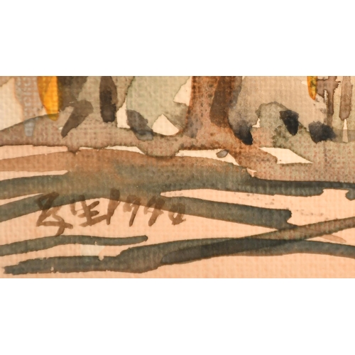 238 - Yong Mun Sen (1896-1962) Malaysian. A Village Scene, Watercolour, Signed with motif and dated 1940, ... 