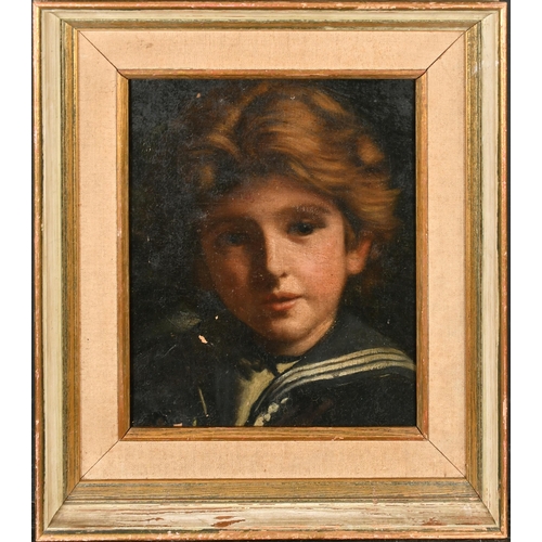 251 - Early 20th Century English School. Head of a Boy in Sailor's Uniform, Oil on unstretched canvas, 12