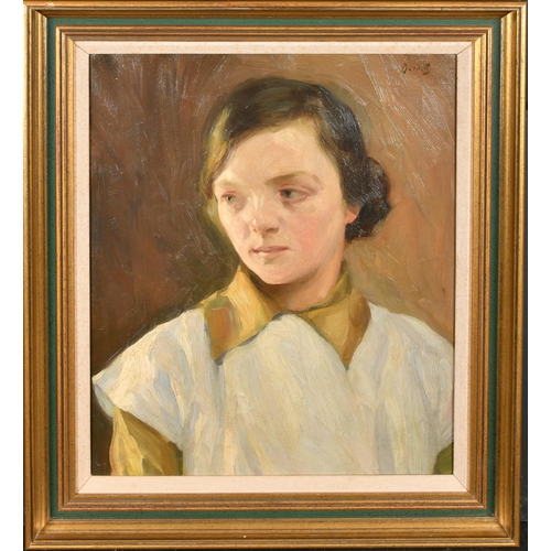 254 - Barnett (20th Century) British. Portrait of a Young Lady, Oil on canvas, Signed, 20