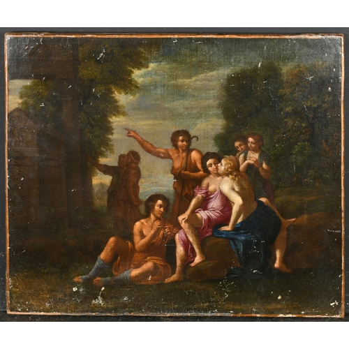 26 - 17th Century French School. Figures in Arcadia, Oil on canvas, Unframed 15.75