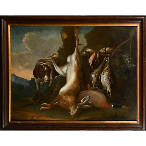 41 - Circle of Jan Weenix (1640-1719) Dutch. Spaniel with Dead Game, Oil on panel, 33