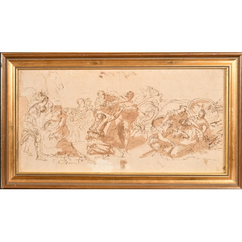 5 - 17th Century European School. A Battle Scene, Ink and wash on joined paper, 8.5