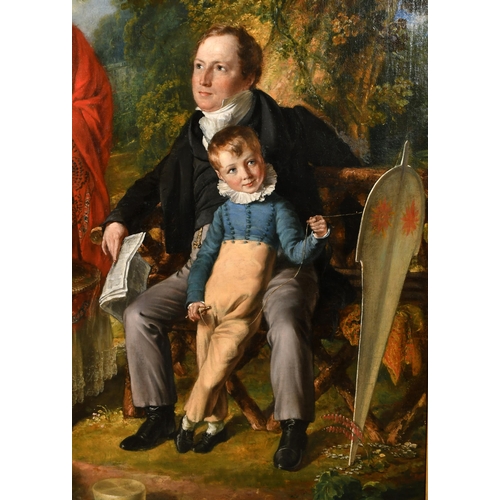 50 - Attributed to John Linnell (1792-1882) British. The Erskine Scott Family, Oil on canvas,  Inscribed ... 