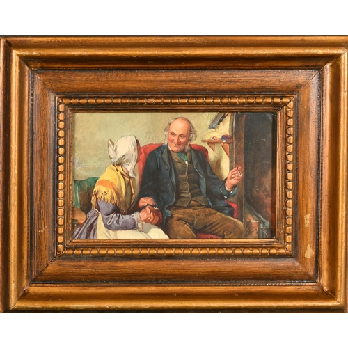 67 - Late 19th Century English School. A Couple in an Interior, Watercolour, 5.5