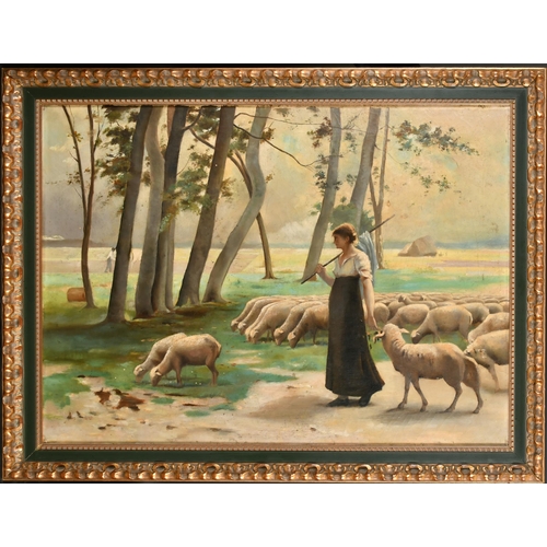 99 - 19th Century French School. A Young Shepherdess, Oil on Canvas, 23.75