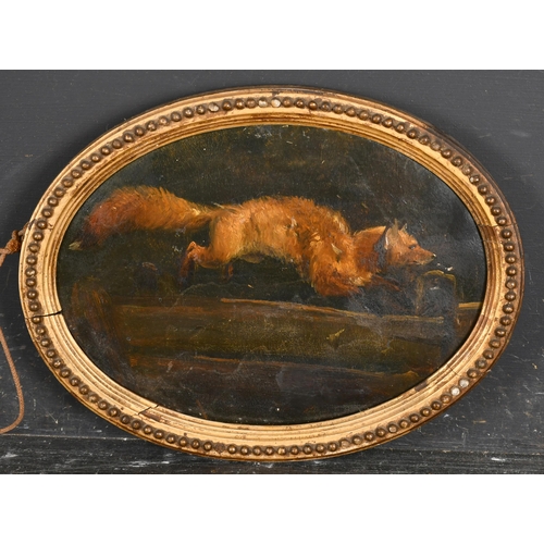 113 - James Ward (1769-1859) British. Study of a Fox, Oil on paper, Signed with monogram, Oval 8.25