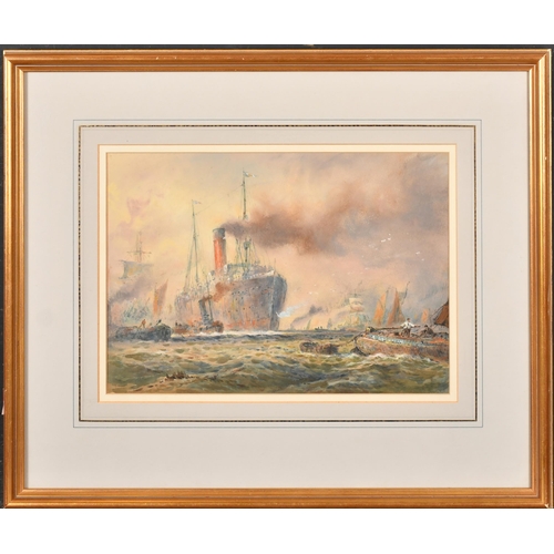 115 - Sidney Paul Goodwin (1867-1944) British. A Busy Port Scene, Watercolour, Signed, 9.5