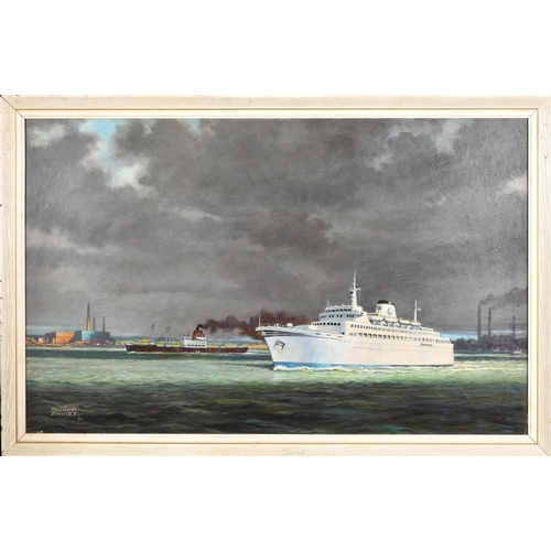 120 - Roland Davies (1904-1993) British. The Ocean Liner 'Patricia', Oil on board, Signed and dated '71, a... 