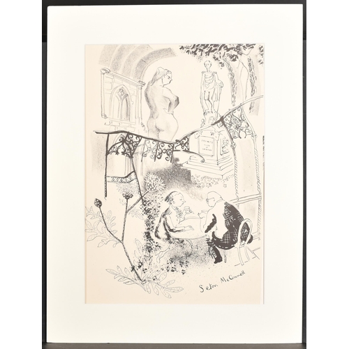 144 - Seton McConnell (1918-1996) British. A Garden Scene with Figures, Lithograph, Mounted unframed 16.5