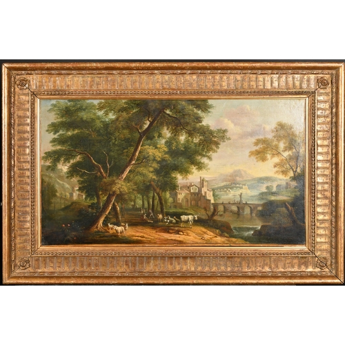 15 - 18th Century Italian School. Figures in a Classical Landscape, Oil on canvas, 15.25