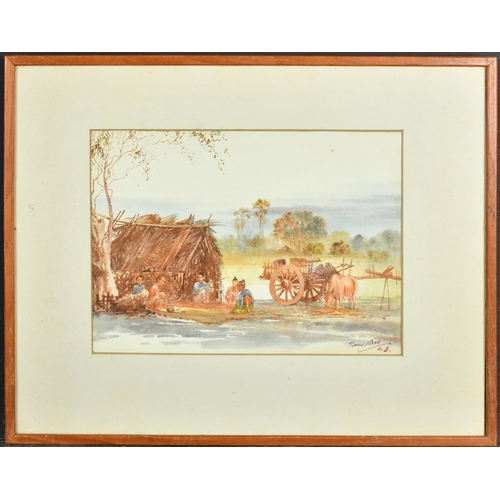 159 - Early 20th Century Malaysian School. Figures by a Camp, Watercolour, Indistinctly signed and dated '... 