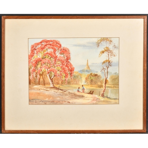 159 - Early 20th Century Malaysian School. Figures by a Camp, Watercolour, Indistinctly signed and dated '... 