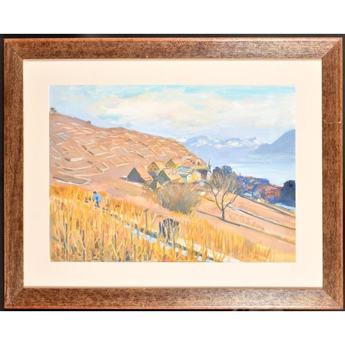 190 - Bernard Pidoux (1911-2012) Belgian. A Continental Mountainous Landscape, Gouache, Signed, 19