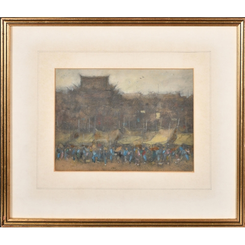 212 - Montague Smyth (1863-1965) British. A Japanese Market Scene, Watercolour, Signed, 6.75