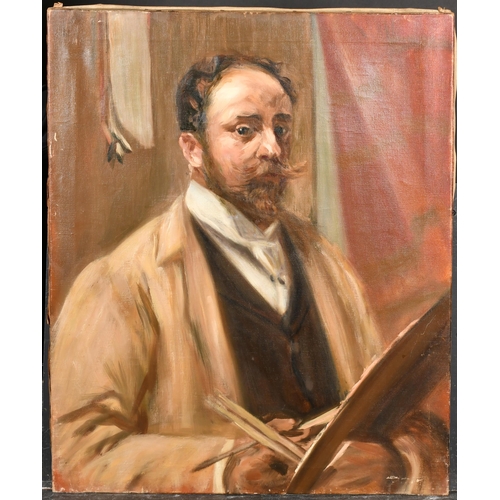 227 - Early 20th Century European School. Bust Portrait of an Artist holding a Palette and Brush, Oil on c... 