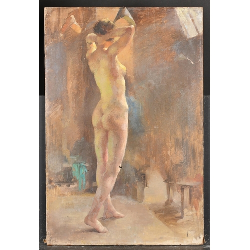 231 - Violet Evelyn Arnott (1901-1953) British. A Standing Female Nude, Oil on canvas, Inscribed verso, 30... 