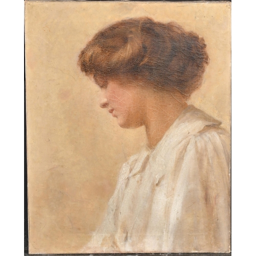 233 - Early 20th Century English School. Bust Portrait of a Young Lady, Oil on canvas, Unframed 22