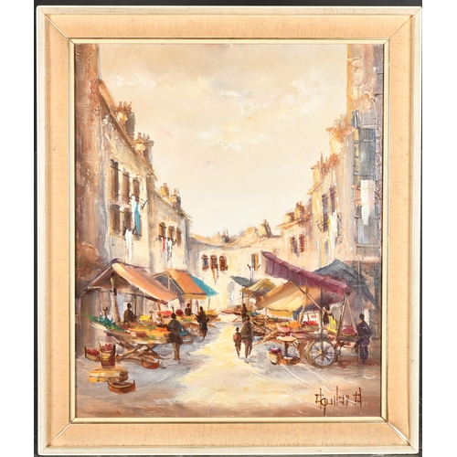 234 - Jorge Aguilar Agon (1936-    ) Spanish. A Market Street Scene, Oil on canvas, Signed, 24