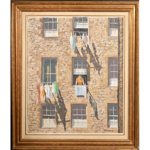 256 - A Gerrard (20th Century) British. 'Facade', Oil on board, Signed, 24