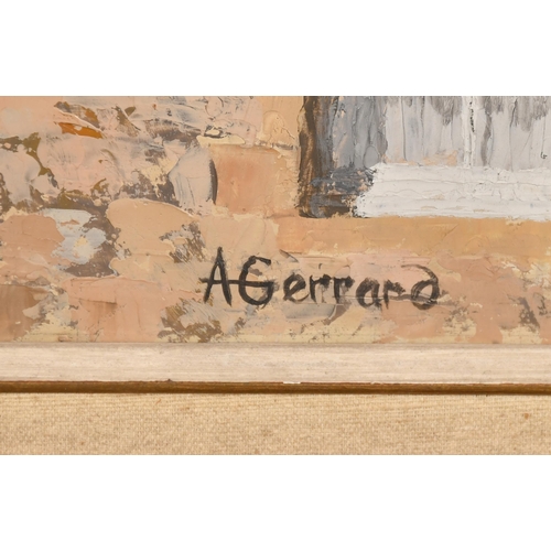 256 - A Gerrard (20th Century) British. 'Facade', Oil on board, Signed, 24