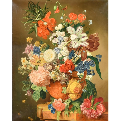 259 - Frederick Victor Bailey (1919-1997) British. Still Life with a Profusion of Flowers in an Urn, Oil o... 