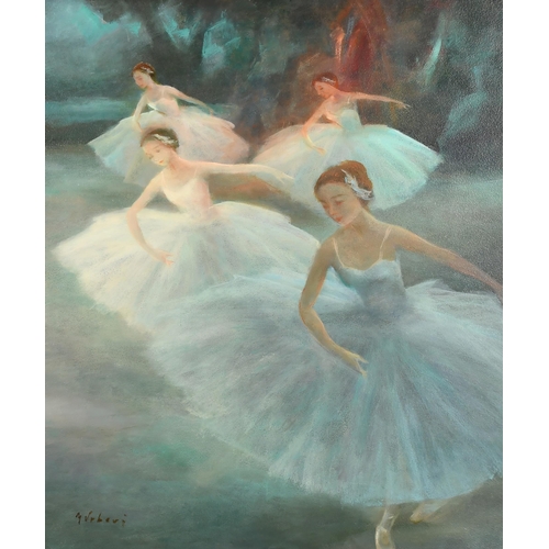 266 - Miloslava Vrbova-Stefkova (1909-1991) Polish. The Ballerinas, Oil on board, Signed, and inscribed on... 