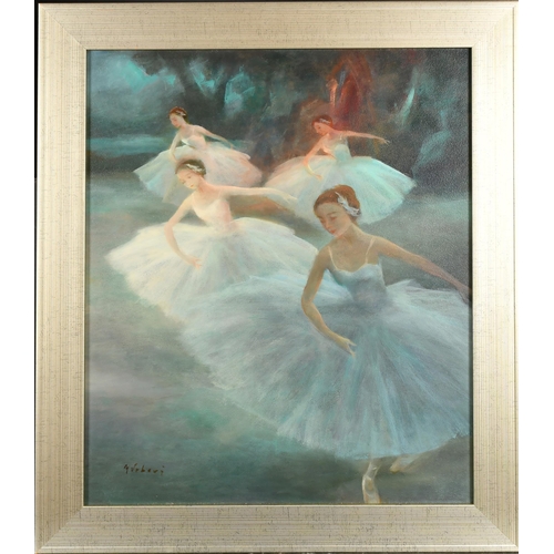 266 - Miloslava Vrbova-Stefkova (1909-1991) Polish. The Ballerinas, Oil on board, Signed, and inscribed on... 