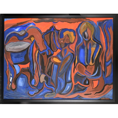 272 - Durlabh Singh (1946-    ) British. Abstract Figures, Oil on board, Signed, 36