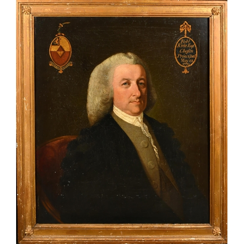 32 - 18th Century English School. A Bust Portrait of Robert Kirke Esq, Oil on canvas, Inscribed with sitt... 