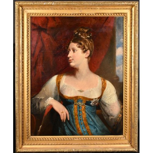 35 - George Dawe (1781-1829) British. A Half Length Portrait of Princess Charlotte of Wales, Oil on canva... 