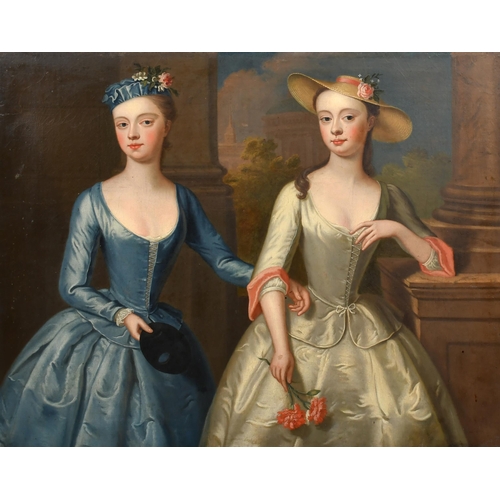 36 - Thomas Bardwell (1704-1767) British. A Double Portrait of Lady Sophia and Lady Charlotte Fermor, Oil... 