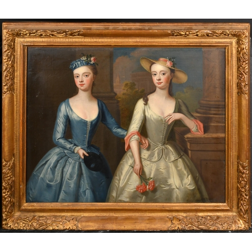 36 - Thomas Bardwell (1704-1767) British. A Double Portrait of Lady Sophia and Lady Charlotte Fermor, Oil... 