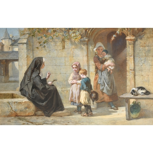 38 - Walter Goodall (1830-1889) British. The Nun's Lesson, Watercolour, Signed and dated 1866, 21.25