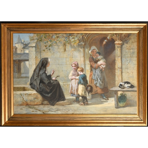 38 - Walter Goodall (1830-1889) British. The Nun's Lesson, Watercolour, Signed and dated 1866, 21.25