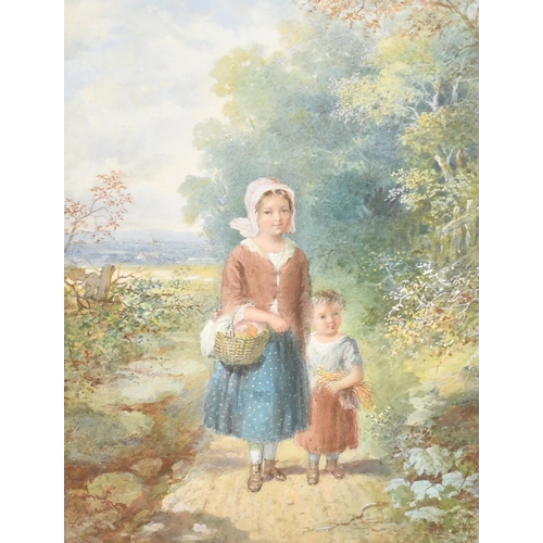 44 - 19th Century English School. Children on a Path, Watercolour, 12.5