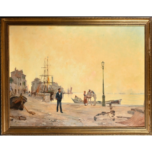 63 - Paul Bistagne (1850-1886) French. A Port Scene with Figures, Oil on canvas, Signed and dated '78, 24... 