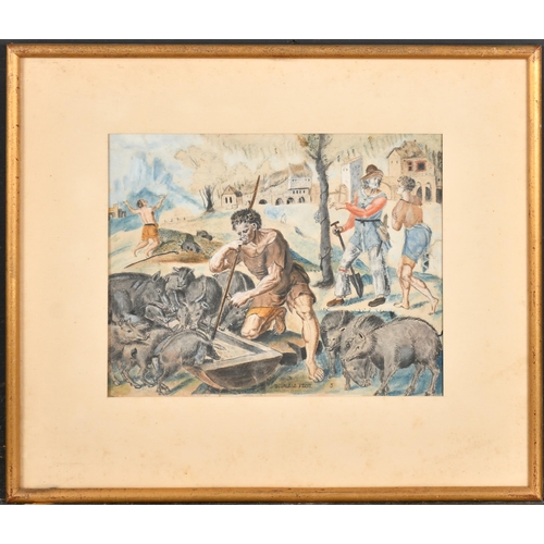 7 - Davalillo (19th Century) European. The Feast, Watercolour, Signed, 7.5