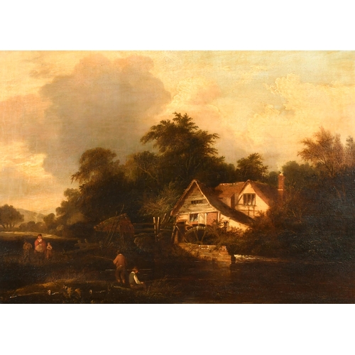 87 - Attributed to Edward Williams (1782-1855) British. The Water Mill with Figures in the foreground, Oi... 