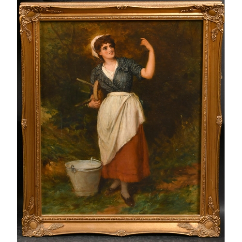 94 - William Oliver (1823-1901) British. The Milkmaid, Oil on canvas, Signed, 24