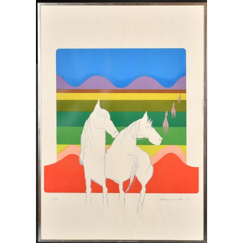 127 - Stephanie Watson (1927-2000) South African. Horses in a Landscape, Screenprint, Signed, numbered 11/... 