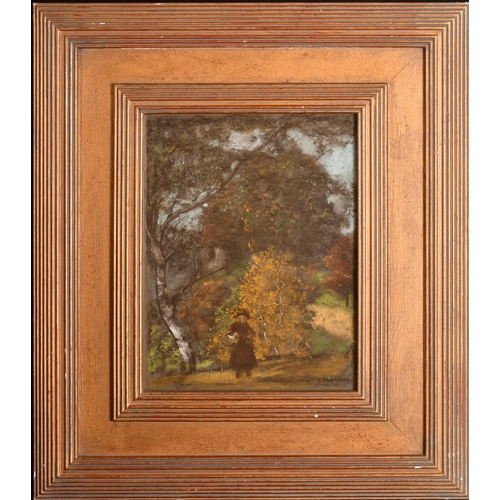 131 - Henry Murhman (1854-1916) American. A Figure in a Wooded Landscape, Pastel, Signed, 11