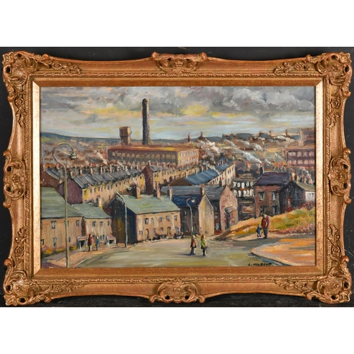 157 - L Holroyd (20th Century) British. An Industrial Townscape, Oil on board, Signed, 14