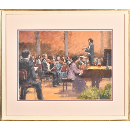 176 - Ronald Morgan (1936-    ) British. 'Piano Concerto', Oil on board, Signed and dated 2001, and inscri... 